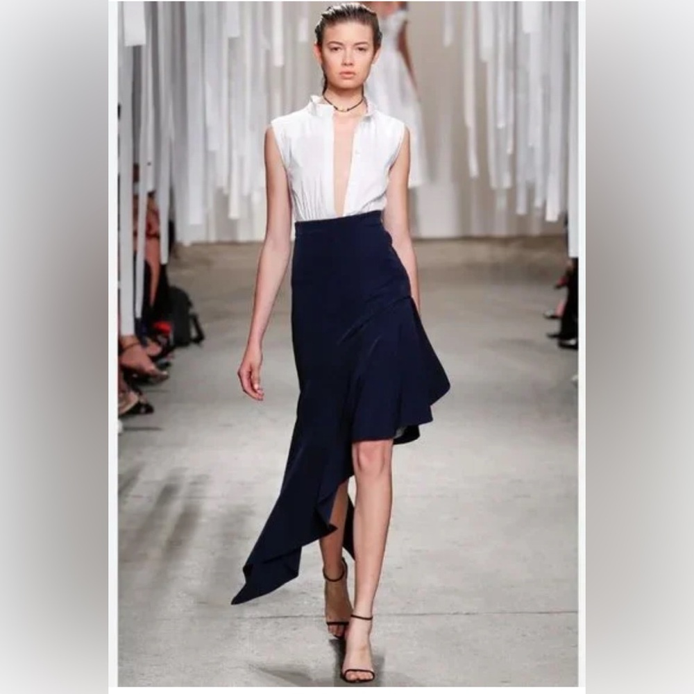 Milly Charlotte Navy Asymmetrical Midi Skirt 4